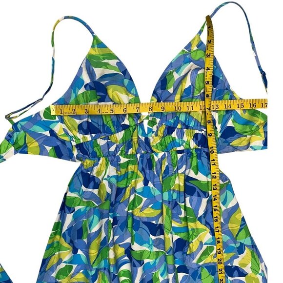 Timing Tropical Leaf Print Maxi Dress NWT Cutout Tie Back Size M - Picture 8 of 12